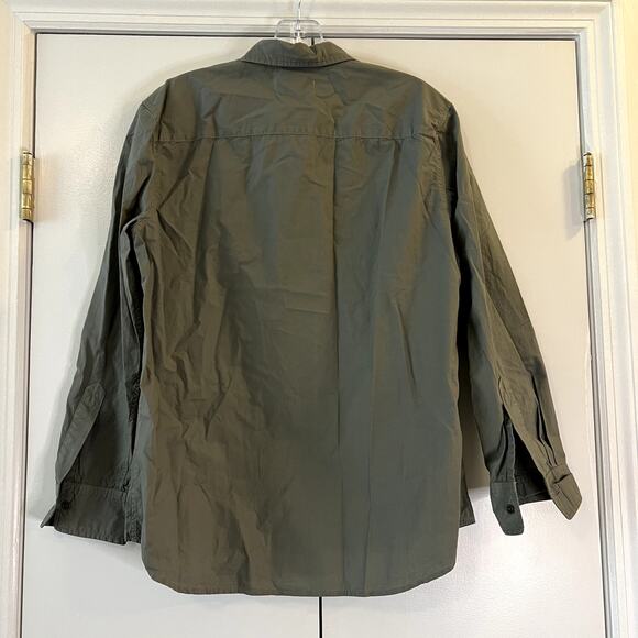 Nili Lotan Raphael Classic Shirt Admiral Green Size M NWT 100% Cotton - Picture 6 of 6